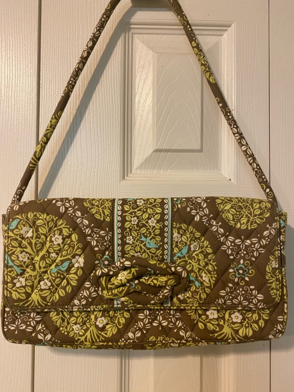 Vera Bradley Brown Lime Floral Quilted Clutch